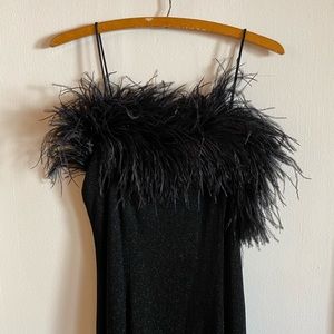 Vintage Black Ostrich Dress